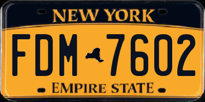NY license plate FDM7602