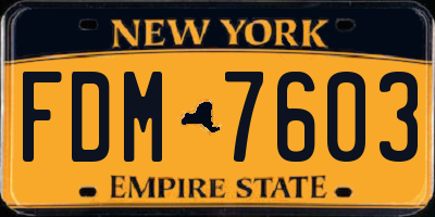 NY license plate FDM7603