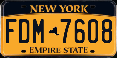 NY license plate FDM7608