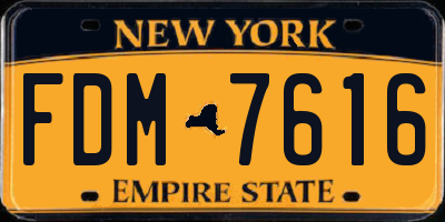 NY license plate FDM7616