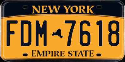 NY license plate FDM7618