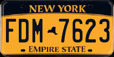 NY license plate FDM7623