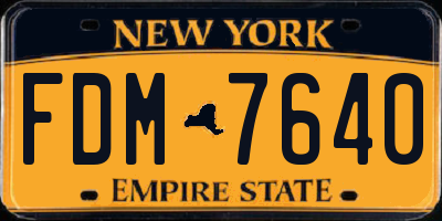 NY license plate FDM7640