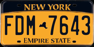 NY license plate FDM7643