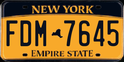 NY license plate FDM7645