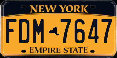 NY license plate FDM7647