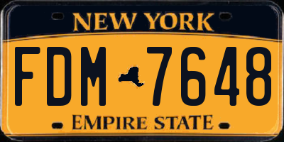 NY license plate FDM7648