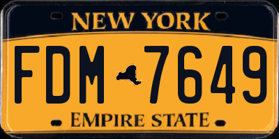 NY license plate FDM7649