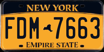 NY license plate FDM7663