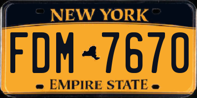 NY license plate FDM7670