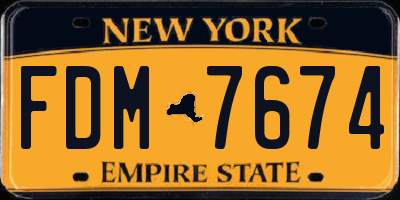 NY license plate FDM7674