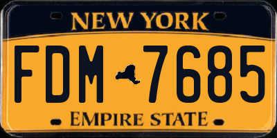 NY license plate FDM7685