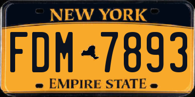 NY license plate FDM7893
