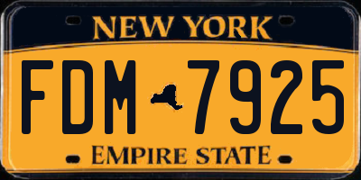 NY license plate FDM7925