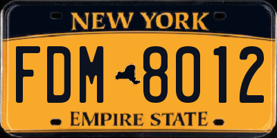 NY license plate FDM8012