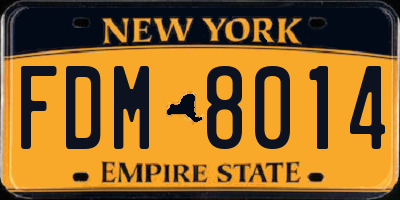 NY license plate FDM8014