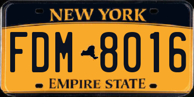 NY license plate FDM8016