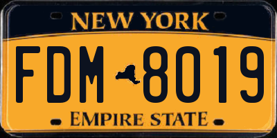 NY license plate FDM8019