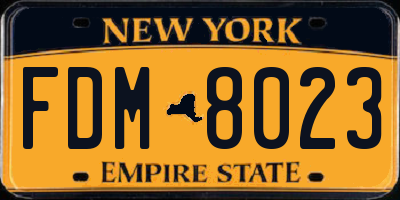 NY license plate FDM8023