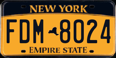 NY license plate FDM8024