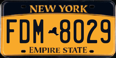 NY license plate FDM8029