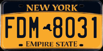 NY license plate FDM8031