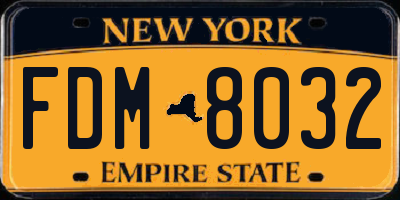 NY license plate FDM8032