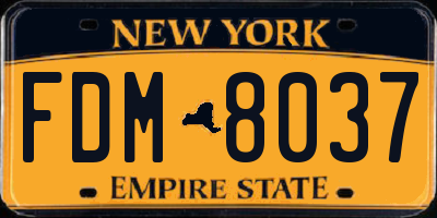NY license plate FDM8037