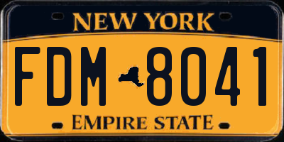 NY license plate FDM8041