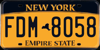 NY license plate FDM8058