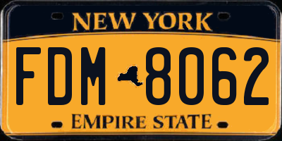 NY license plate FDM8062