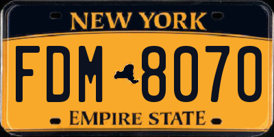 NY license plate FDM8070