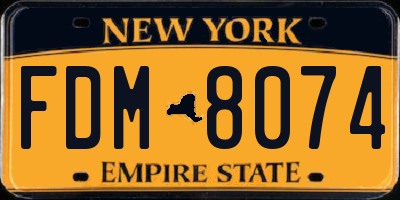 NY license plate FDM8074