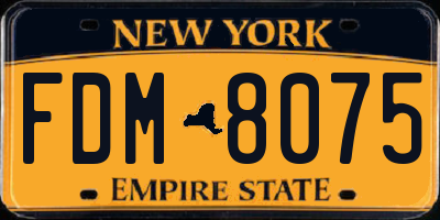 NY license plate FDM8075