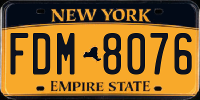NY license plate FDM8076