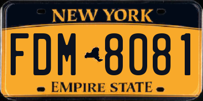 NY license plate FDM8081