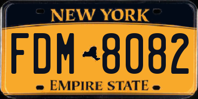 NY license plate FDM8082