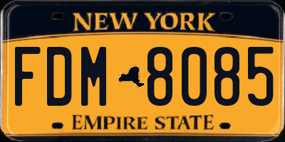 NY license plate FDM8085