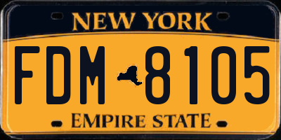 NY license plate FDM8105