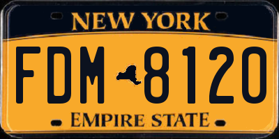 NY license plate FDM8120