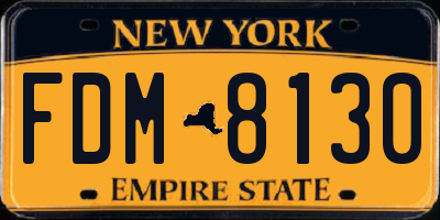NY license plate FDM8130