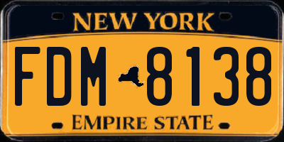 NY license plate FDM8138