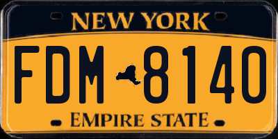 NY license plate FDM8140