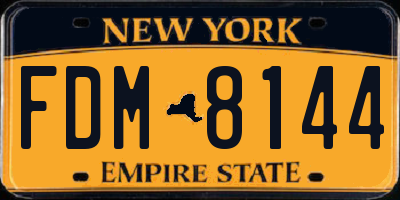 NY license plate FDM8144