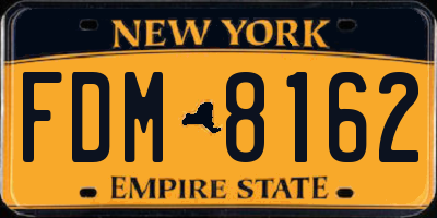 NY license plate FDM8162