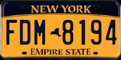 NY license plate FDM8194