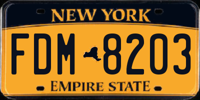 NY license plate FDM8203