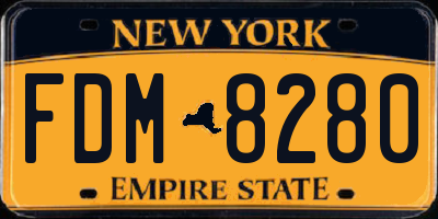 NY license plate FDM8280