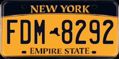 NY license plate FDM8292