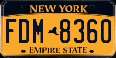 NY license plate FDM8360